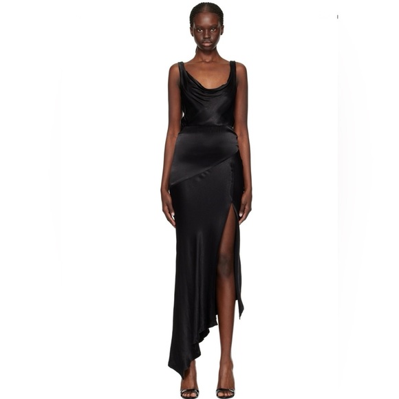 Bec + Bridge Moondance US 6 Long Black Sleeveless Dress Side Slit Sleek - Picture 1 of 7